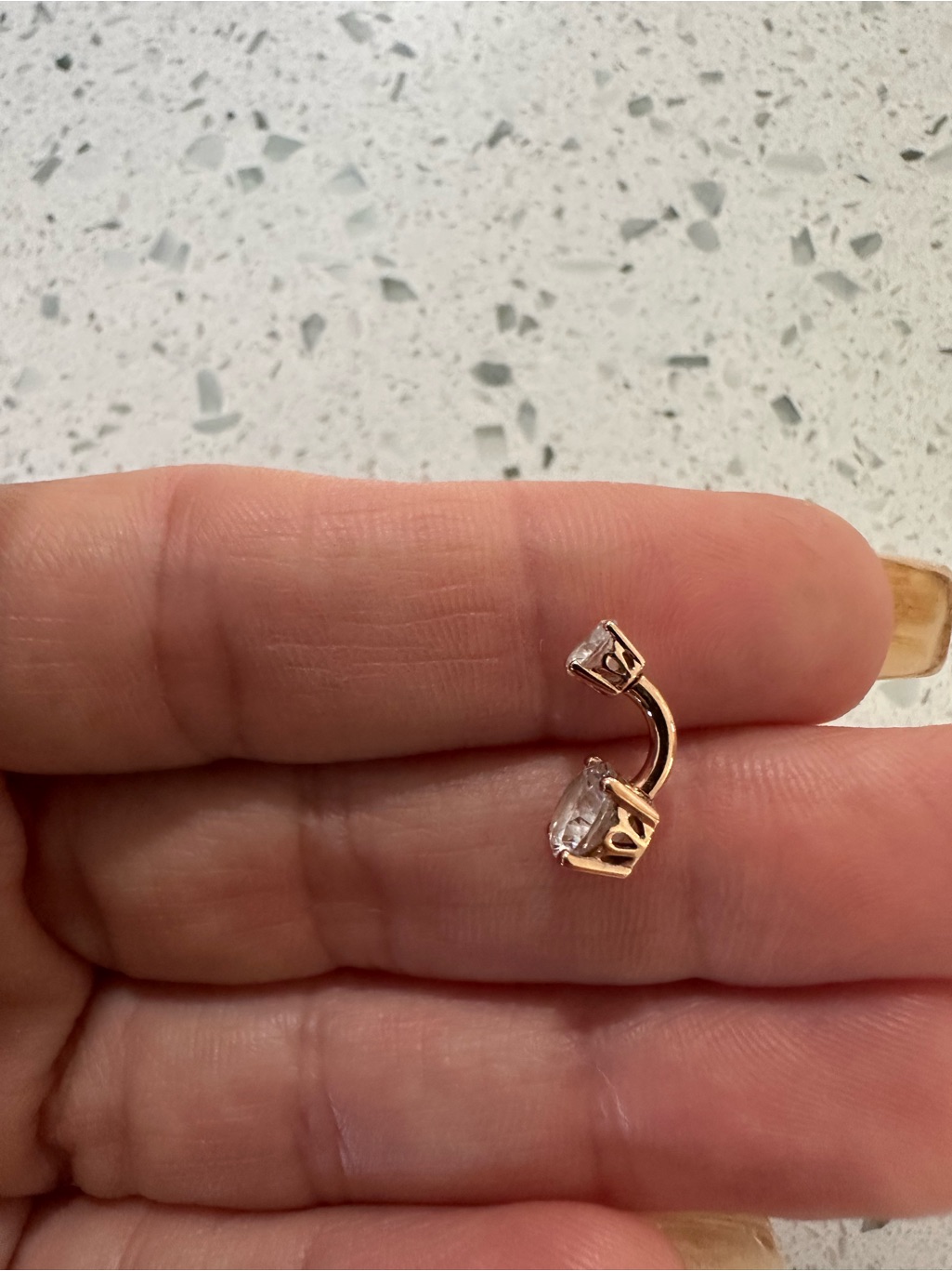 Maria Tash Rose Gold Cubic Zirconia Double Prong Barbell — image 4 of 5